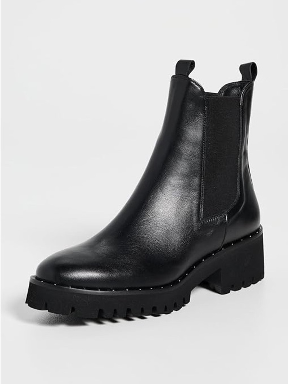 Freda Salvador Brooke Rain Resistant Boot Black Leather Lug Sole Size 9